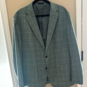 Elegant Teal Checkered Blazer for Men